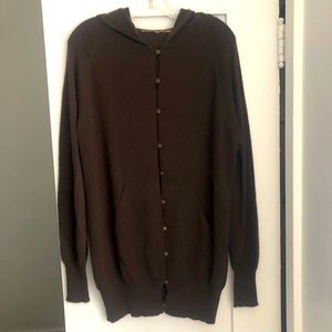 Jenni Kayne 100% Cashmere Cardigan w/ Hood Brown M
